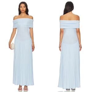 Lioness Field of Dreams Off-the-Shoulder Maxi Dress in Light Blue Size Medium